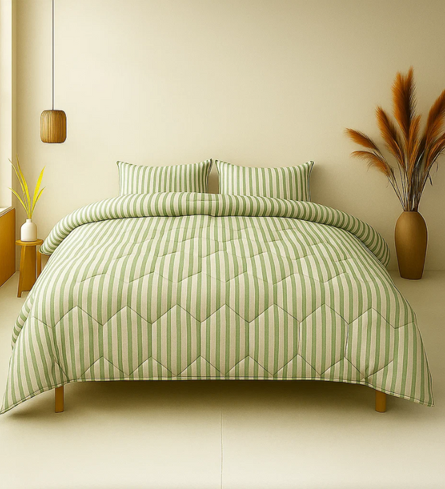 Easy Dekbed Streep - Groen