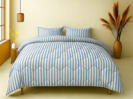Easy Dekbed Streep - Blauw