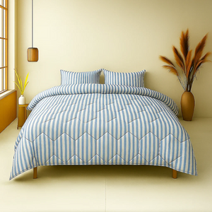 Easy Dekbed Streep - Blauw