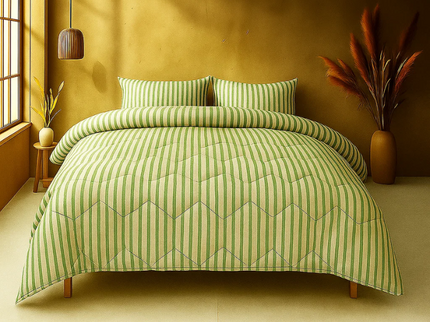 Easy Dekbed Streep - Groen