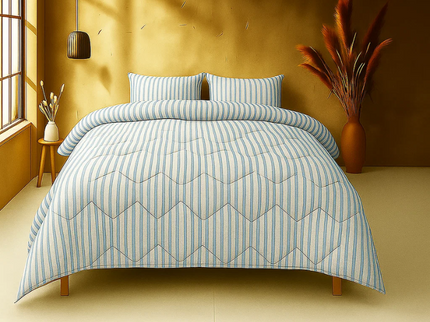 Easy Dekbed Streep - Blauw