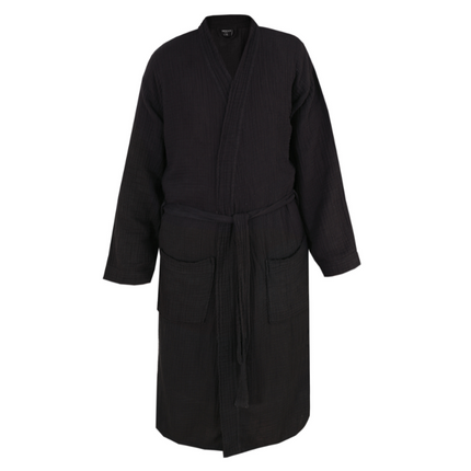 Badjas Mousseline Katoen - Zwart