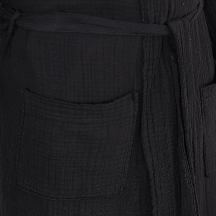 Badjas Mousseline Katoen - Zwart