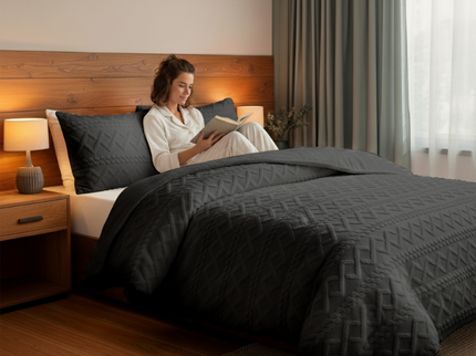 Dekbedovertrek Teddy Jacquard - Antraciet