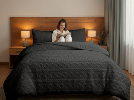 Dekbedovertrek Teddy Jacquard - Antraciet