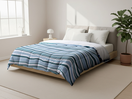 Easy Dekbed Zonder Overtrek - Horizontal Lines - Navy