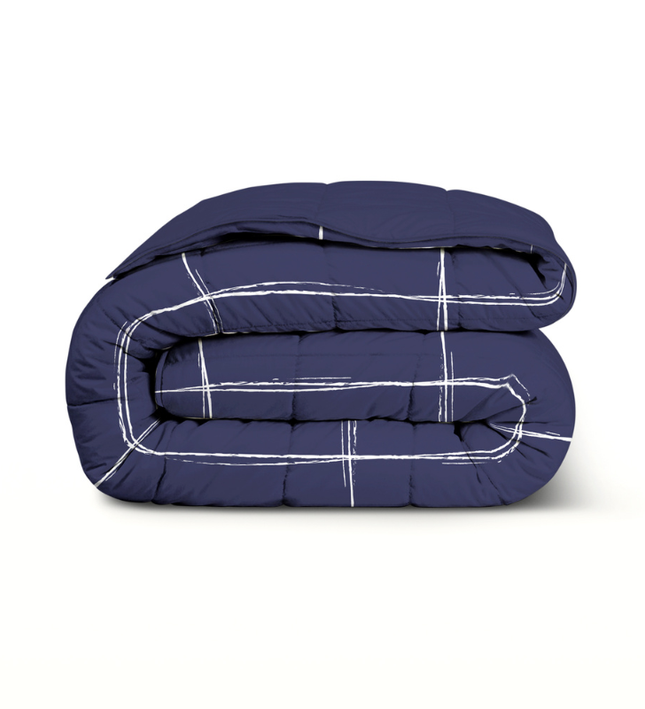Easy Dekbed Zonder Overtrek - Scribble Squares - Navy