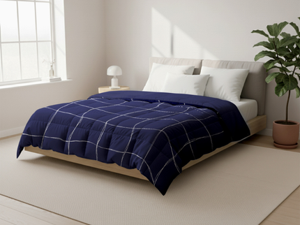Easy Dekbed Zonder Overtrek - Scribble Squares - Navy