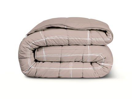 Easy Dekbed Zonder Overtrek - Scribble Squares - Taupe