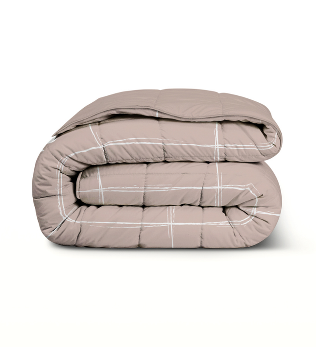 Easy Dekbed Zonder Overtrek - Scribble Squares - Taupe