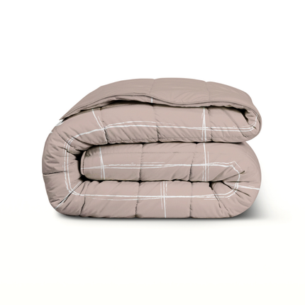 Easy Dekbed Zonder Overtrek - Scribble Squares - Taupe