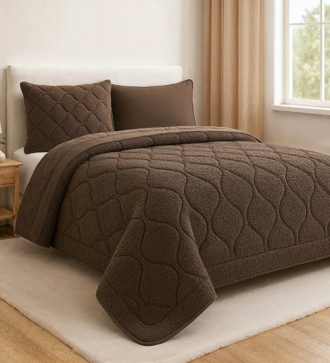 Lazy Dekbed Zonder Overtrek - Teddy - Taupe/Bruin