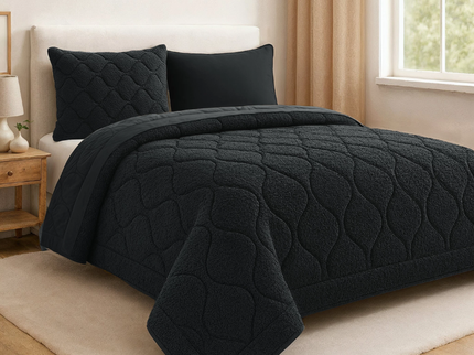 Lazy Dekbed Zonder Overtrek - Teddy - Zwart