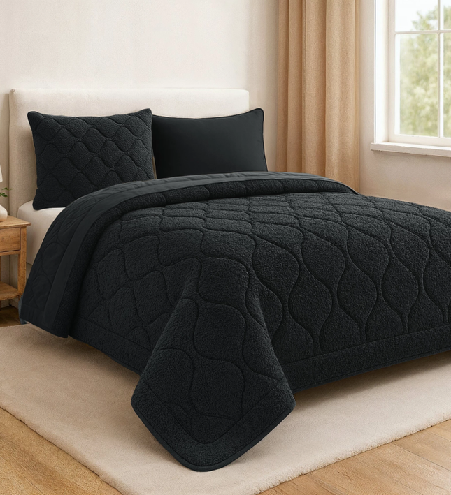 Lazy Dekbed Zonder Overtrek - Teddy - Zwart