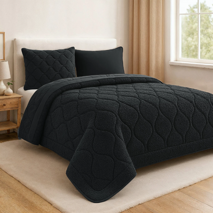 Lazy Dekbed Zonder Overtrek - Teddy - Zwart