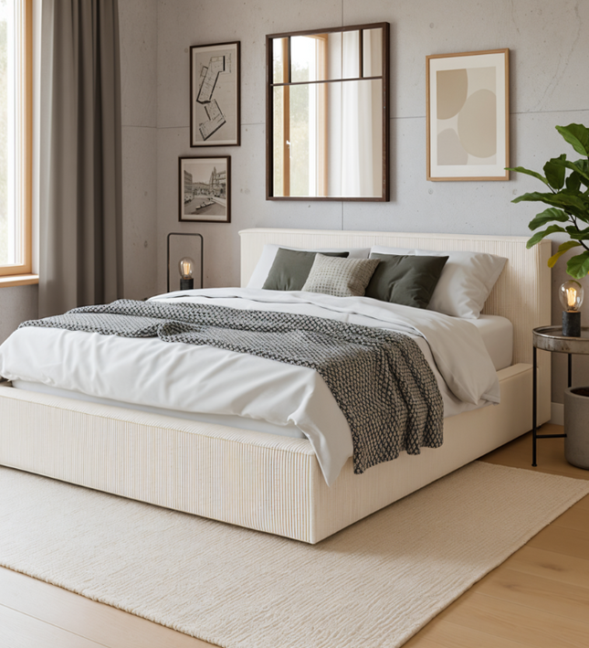 Boxspring met Opbergruimte Amour Cosy - Crème