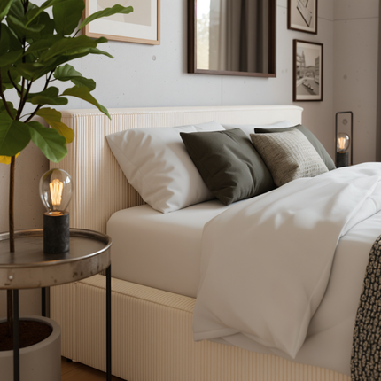 Boxspring met Opbergruimte Amour Cosy - Crème