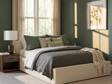 Boxspring met Opbergruimte Amour Tranquility - Velvet - Crème
