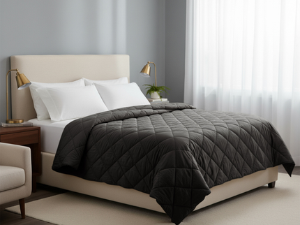 Easy Dekbed Zonder Overtrek - Percale Katoen - Donkergrijs