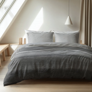 Dekbedovertrek Katoen Flanel - Stone Stripe Grijs