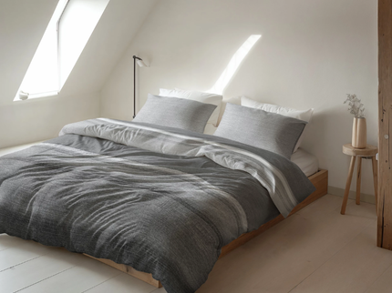 Dekbedovertrek Katoen Flanel - Stone Stripe Grijs