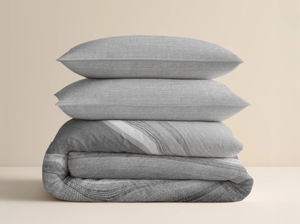 Dekbedovertrek Katoen Flanel - Stone Stripe Grijs