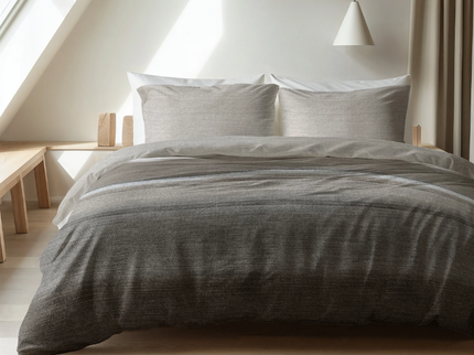Dekbedovertrek Katoen-Flanel - Stone Stripe - Taupe