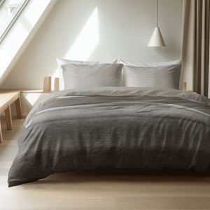 Dekbedovertrek Katoen-Flanel - Stone Stripe - Taupe