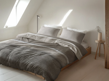 Dekbedovertrek Katoen-Flanel - Stone Stripe - Taupe