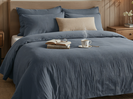 Dekbedovertrek Percale-Katoen - Mousseline - Navy