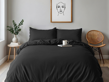Dekbedovertrek Percale Katoen Uni - Zwart