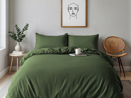 Dekbedovertrek Percale Katoen Uni - Groen