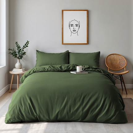 Dekbedovertrek Percale Katoen Uni - Groen