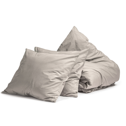 Dekbedovertrek Percale Katoen Uni - Zand/Grijs