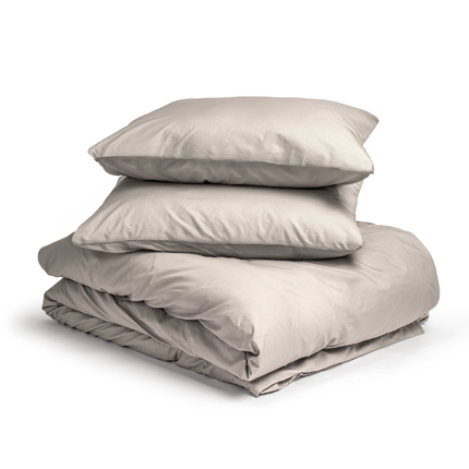 Dekbedovertrek Percale Katoen Uni - Zand/Grijs