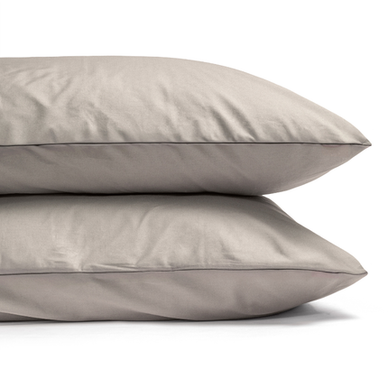 Dekbedovertrek Percale Katoen Uni - Zand/Grijs