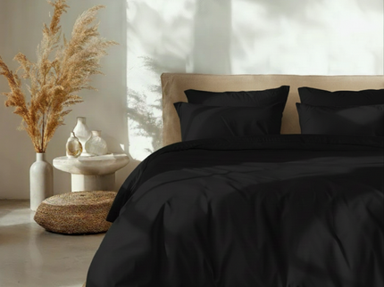 Dekbedovertrek Percale Katoen Uni - Zwart