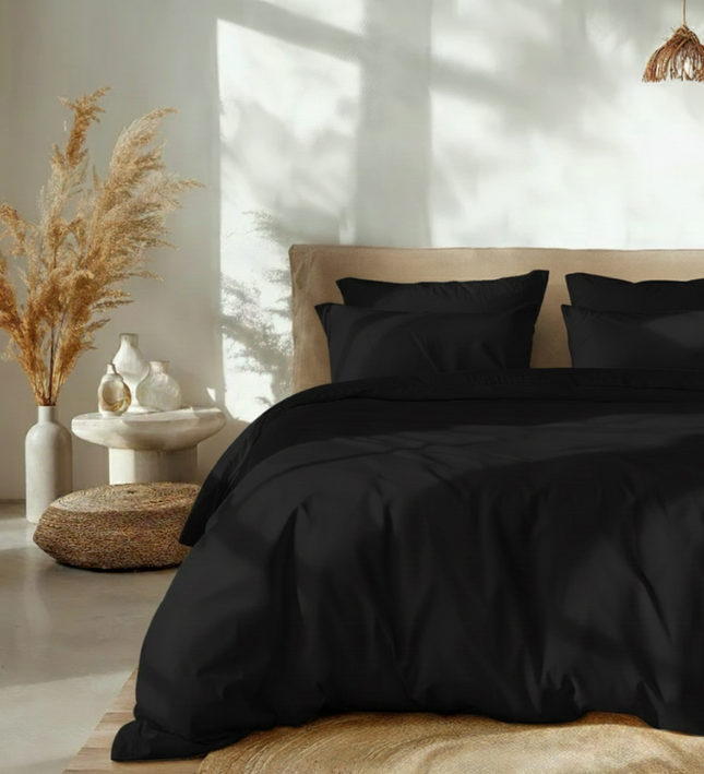 Dekbedovertrek Percale Katoen Uni - Zwart