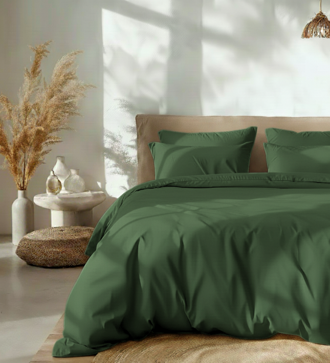 Dekbedovertrek Percale Katoen Uni - Groen