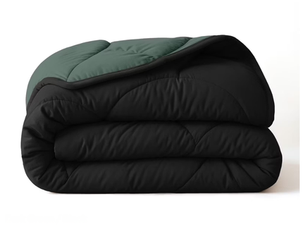 Lazy Dekbed Zonder Overtrek - Double Face - Zwart / Donkergroen