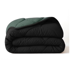 Lazy Dekbed Zonder Overtrek - Double Face - Zwart / Donkergroen