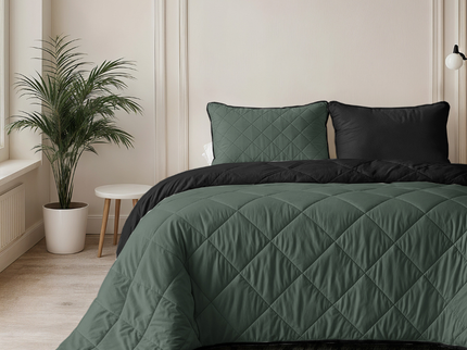 Lazy Dekbed Zonder Overtrek - Double Face - Groen/Zwart