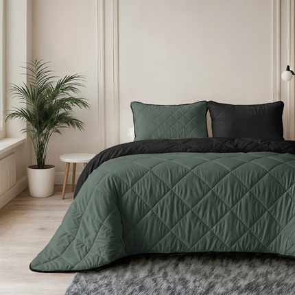Lazy Dekbed Zonder Overtrek - Double Face - Groen/Zwart