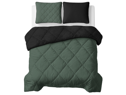 Lazy Dekbed Zonder Overtrek - Double Face - Groen/Zwart