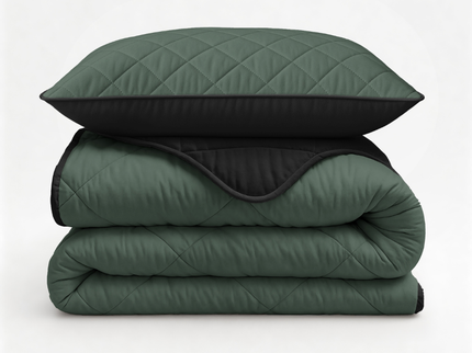 Lazy Dekbed Zonder Overtrek - Double Face - Groen/Zwart