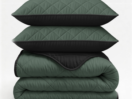 Lazy Dekbed Zonder Overtrek - Double Face - Groen/Zwart