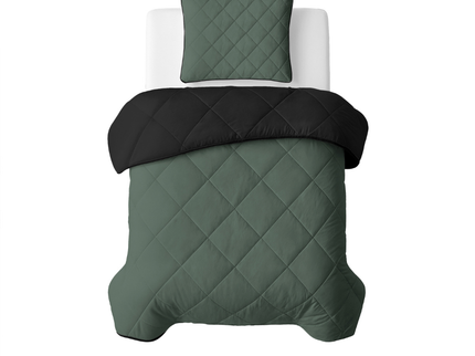 Lazy Dekbed Zonder Overtrek - Double Face - Groen/Zwart
