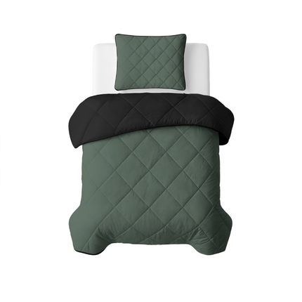 Lazy Dekbed Zonder Overtrek - Double Face - Groen/Zwart