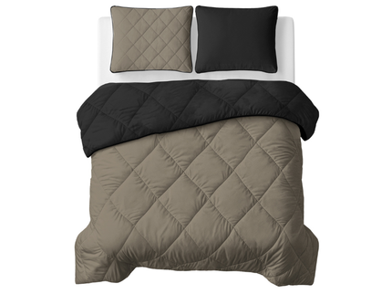Lazy Dekbed Zonder Overtrek - Double Face - Taupe/Zwart