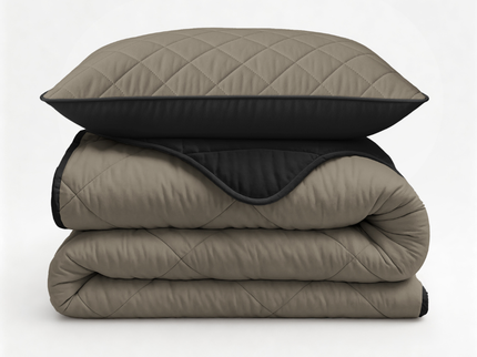 Lazy Dekbed Zonder Overtrek - Double Face - Taupe/Zwart